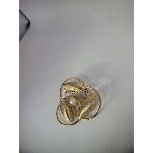 Vintage Brooch Pin Gold Tone Twisted Spherical White Bead Jewelry Costume